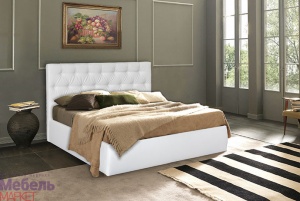 Мягкая кровать "Монако 1" (светлая кожа)